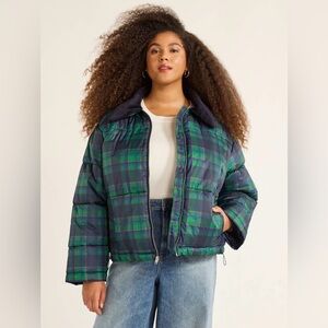 Free Assembly Short Puffer Jacket Corduroy Collar